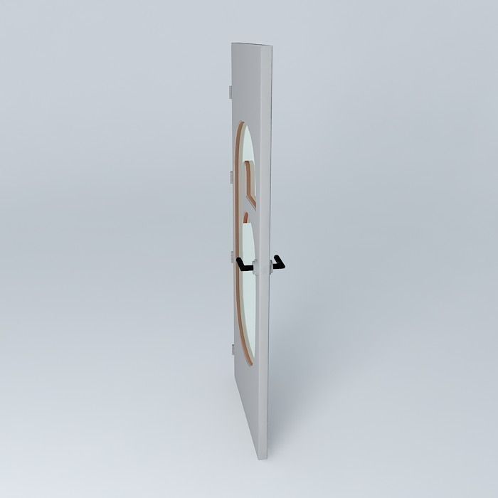 Wording 6 3D door very detail with glass  lock and hinger Free 3D model_2