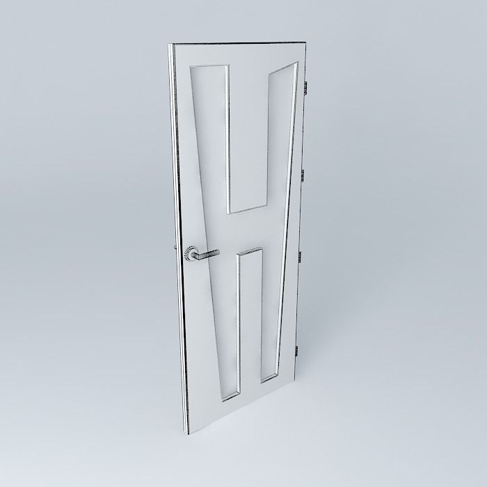 Letter H 3D door very detail with glass lock and hinger Free 3D model_4