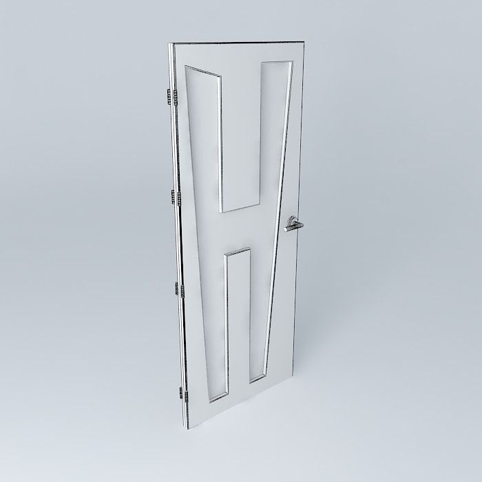 Letter H 3D door very detail with glass lock and hinger Free 3D model_3