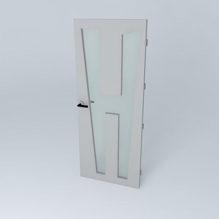 Letter H 3D door very detail with glass lock and hinger Free 3D model_1