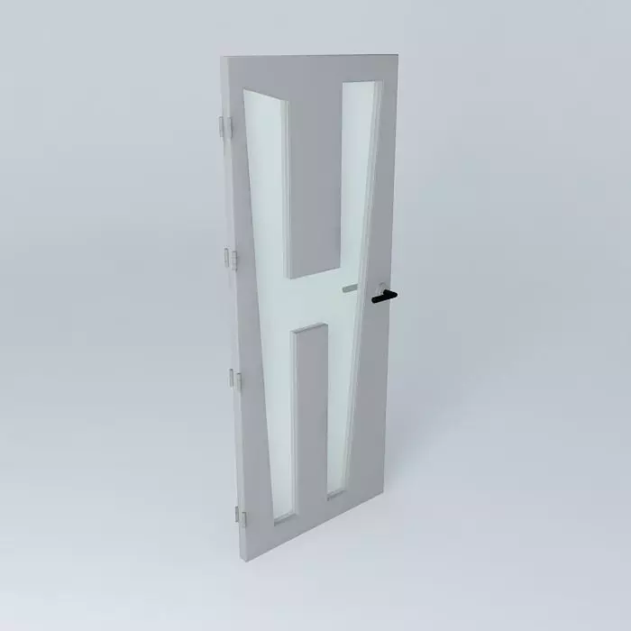 Letter H 3D door very detail with glass lock and hinger Free 3D model_0
