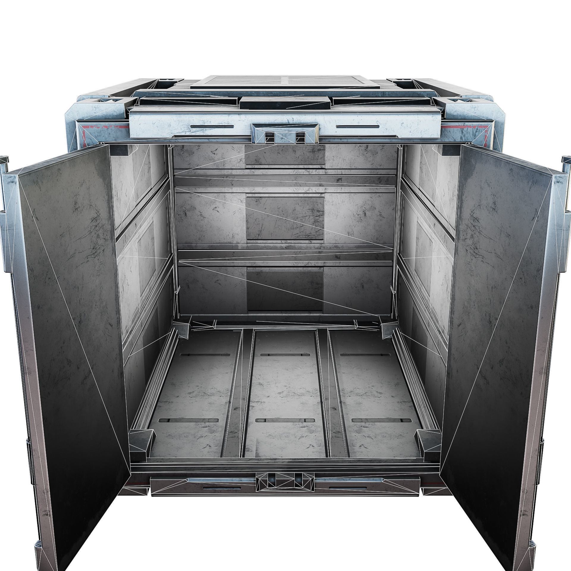 Sci-fi Industrial Container Game Low-poly 3D model_16