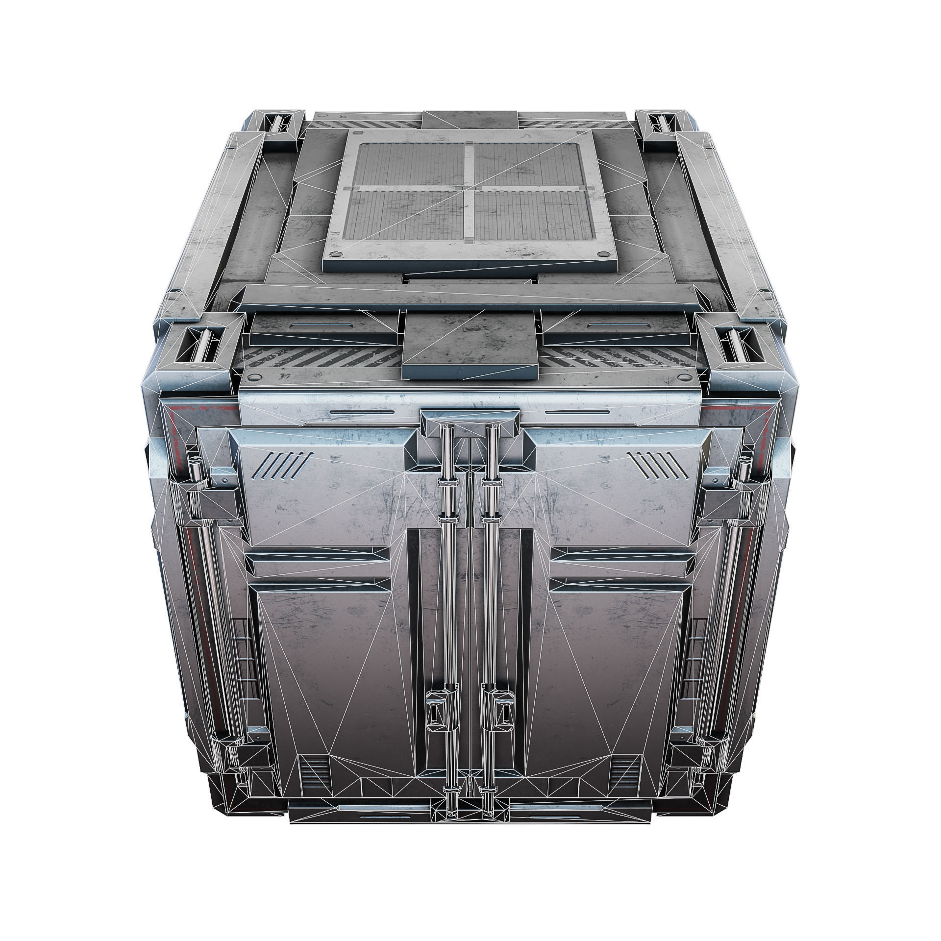 Sci-fi Industrial Container Game Low-poly 3D model_17