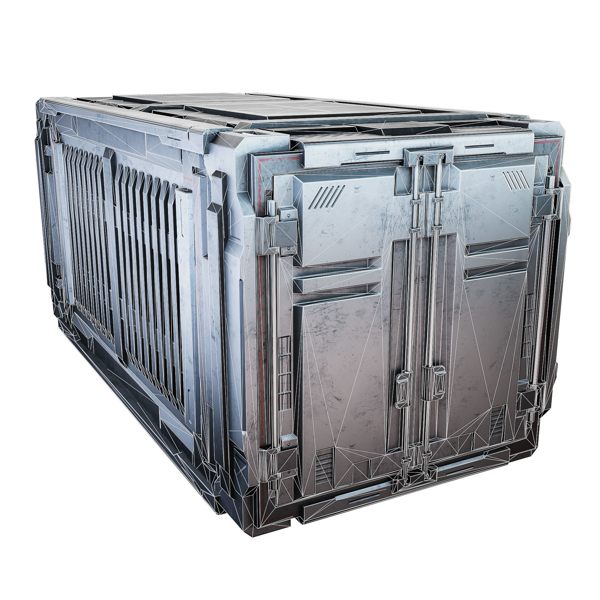 Sci-fi Industrial Container Game Low-poly 3D model_14