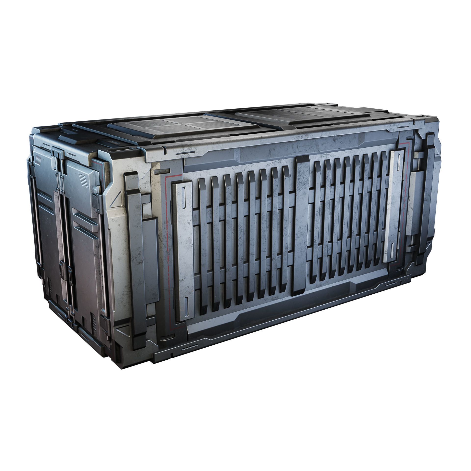 Sci-fi Industrial Container Game Low-poly 3D model_4