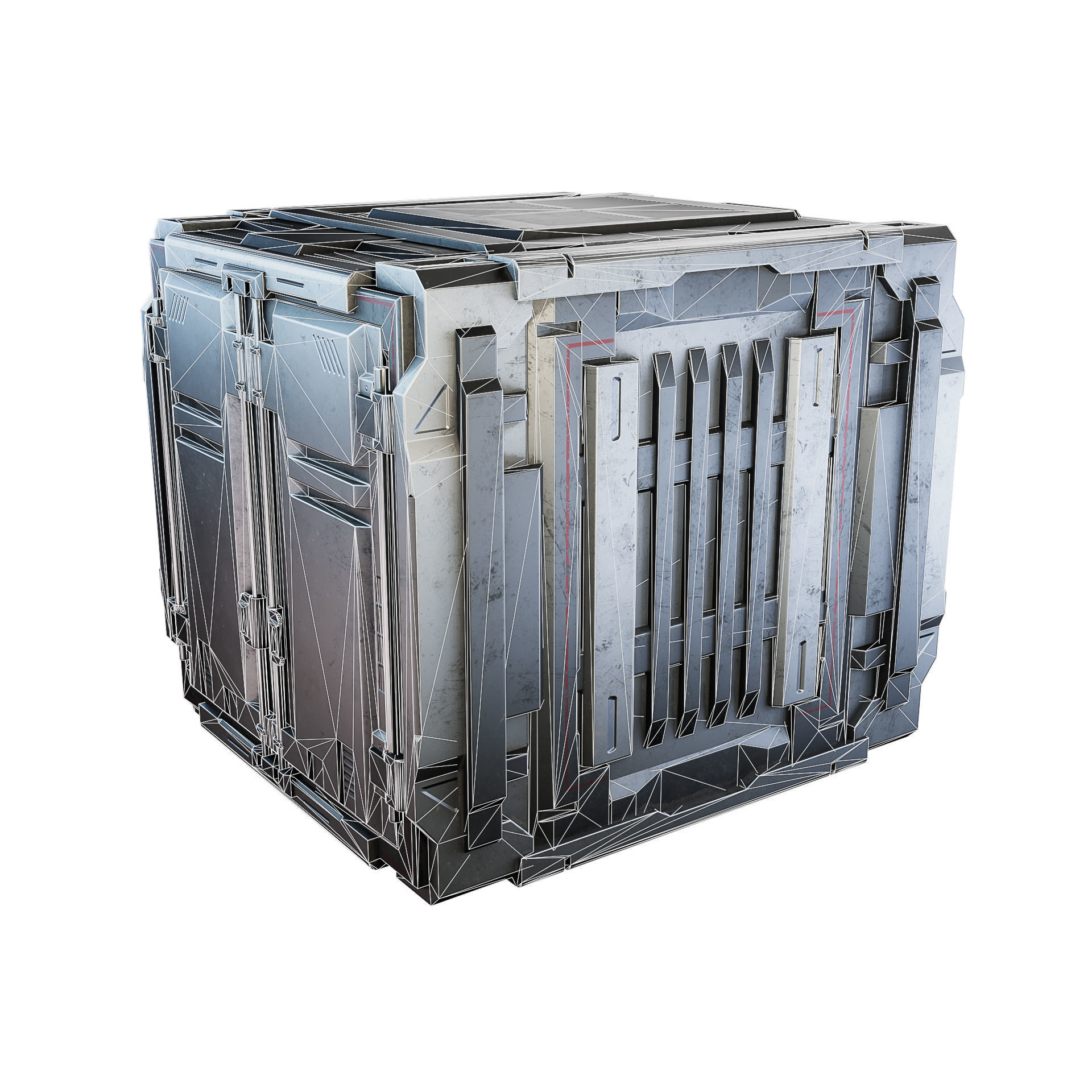 Sci-fi Industrial Container Game Low-poly 3D model_15