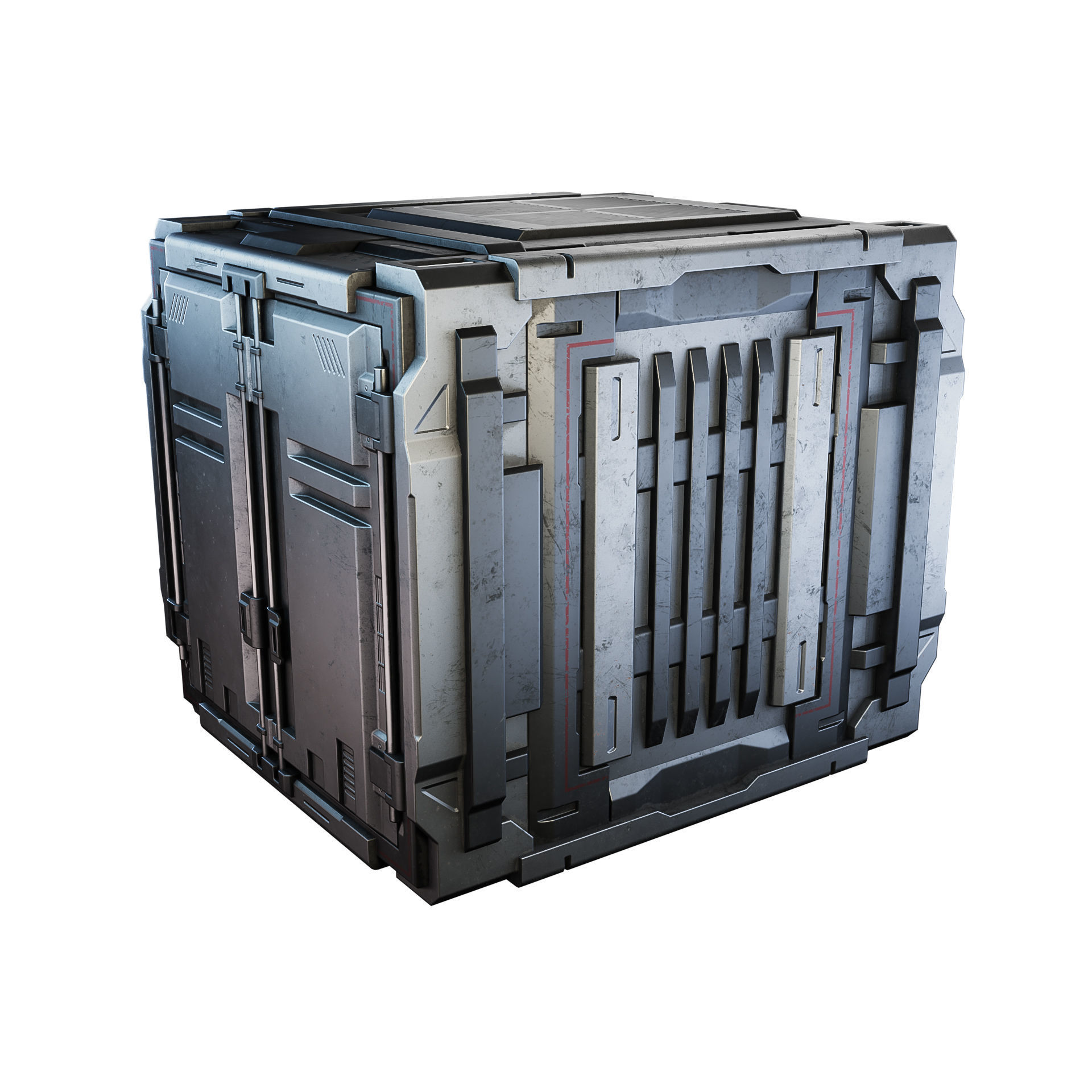 Sci-fi Industrial Container Game Low-poly 3D model_9
