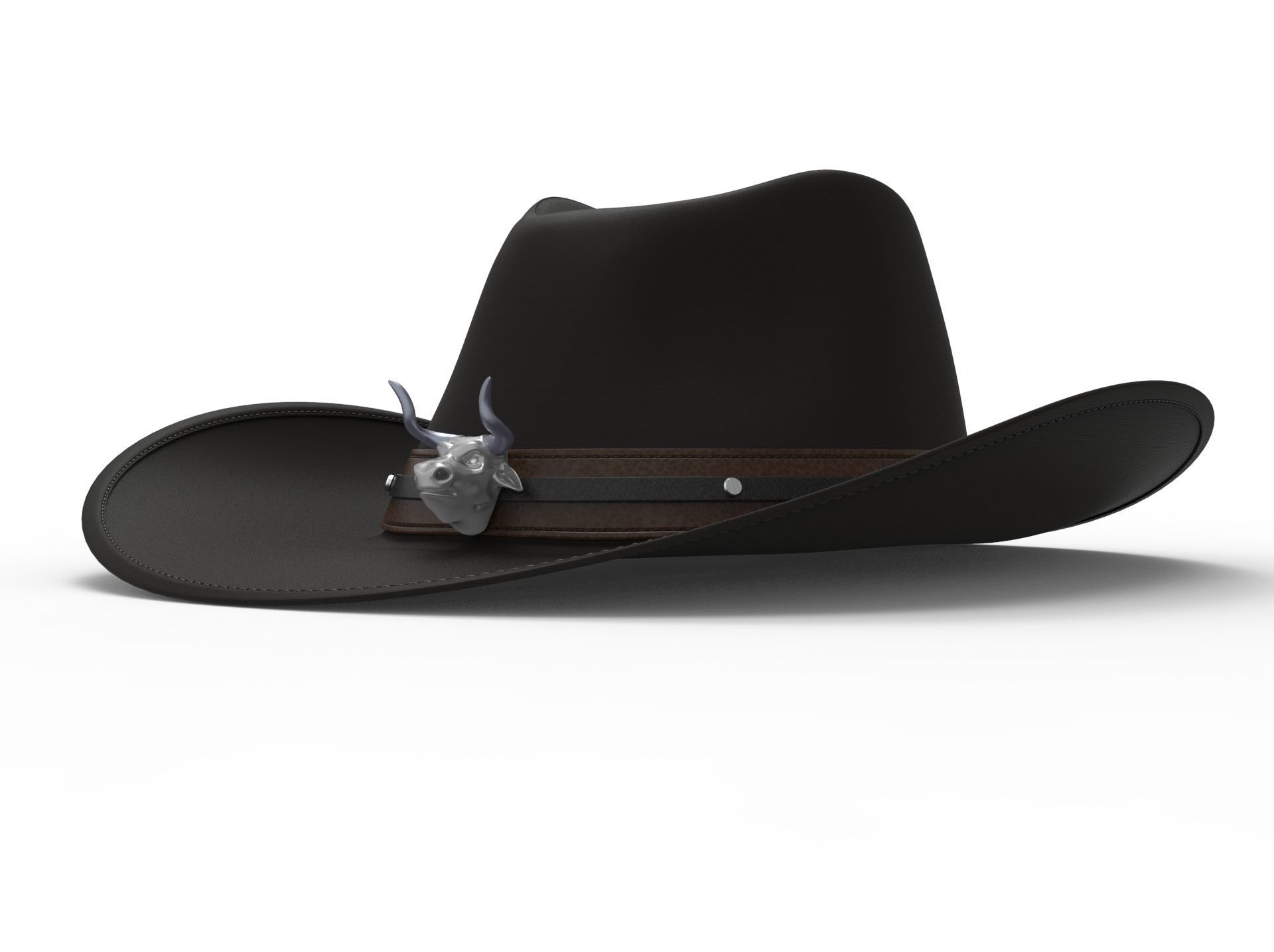 Cowboy Hat with the bull head 3D model_14