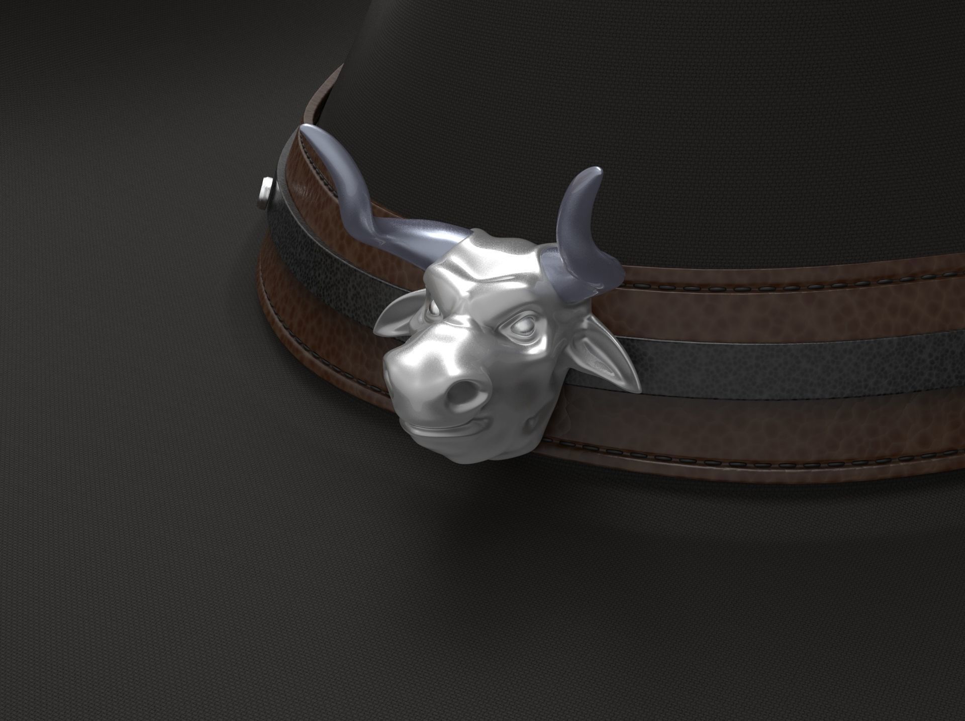 Cowboy Hat with the bull head 3D model_6