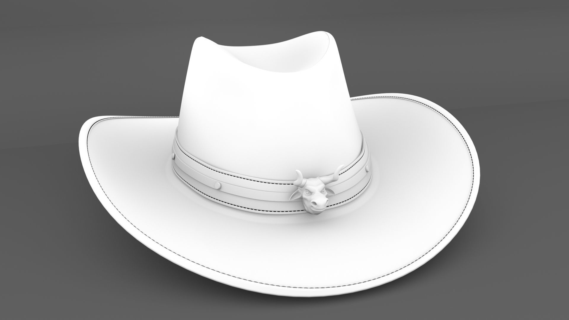 Cowboy Hat with the bull head 3D model_9