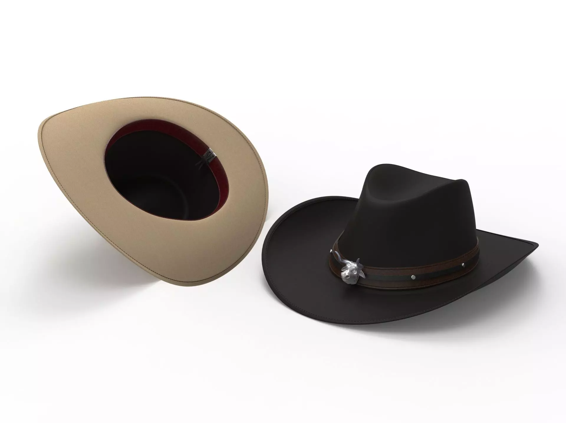 Cowboy Hat with the bull head 3D model_0
