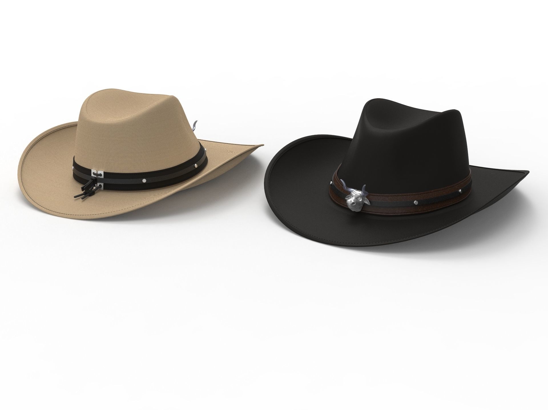 Cowboy Hat with the bull head 3D model_8