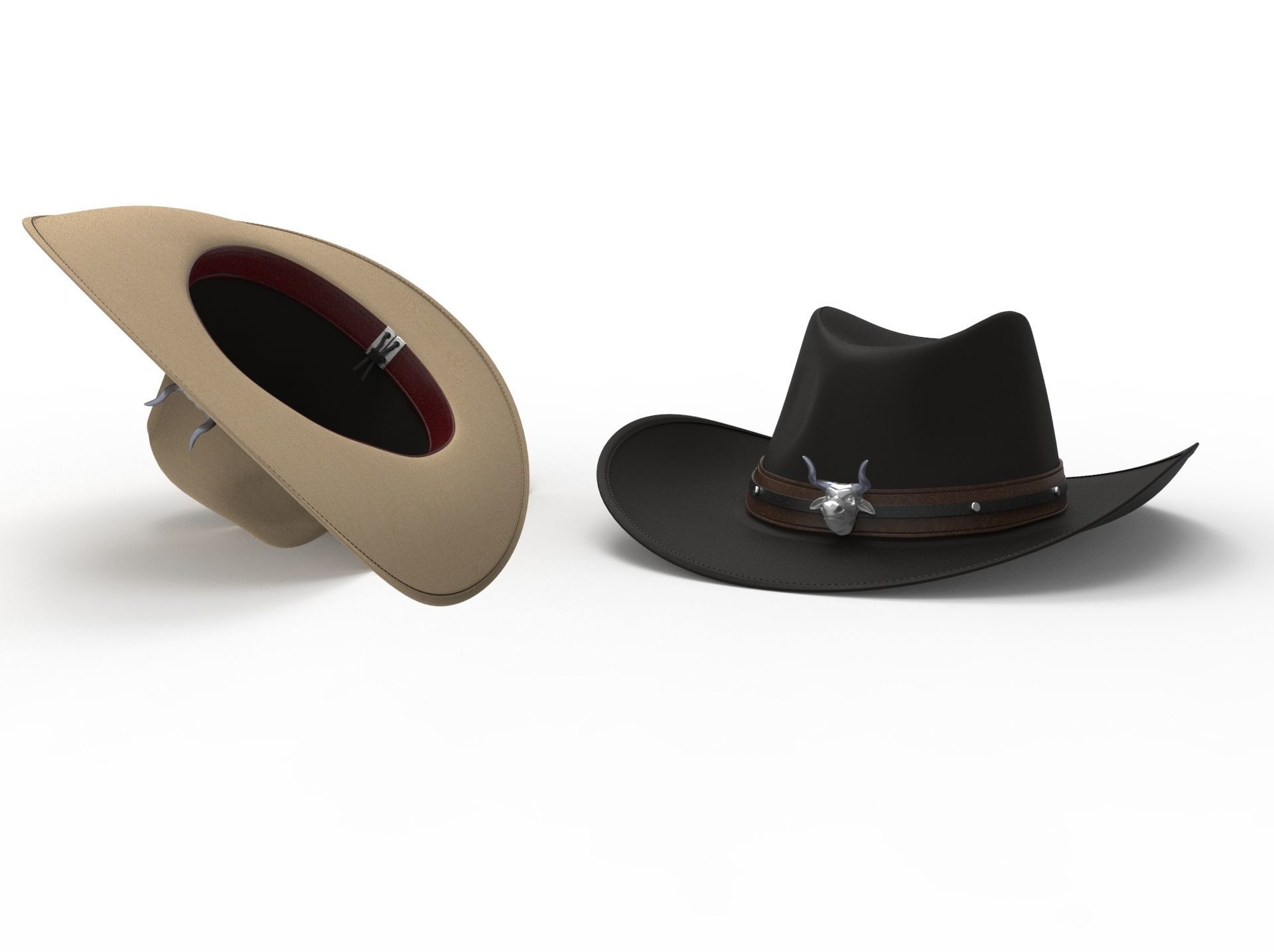 Cowboy Hat with the bull head 3D model_4
