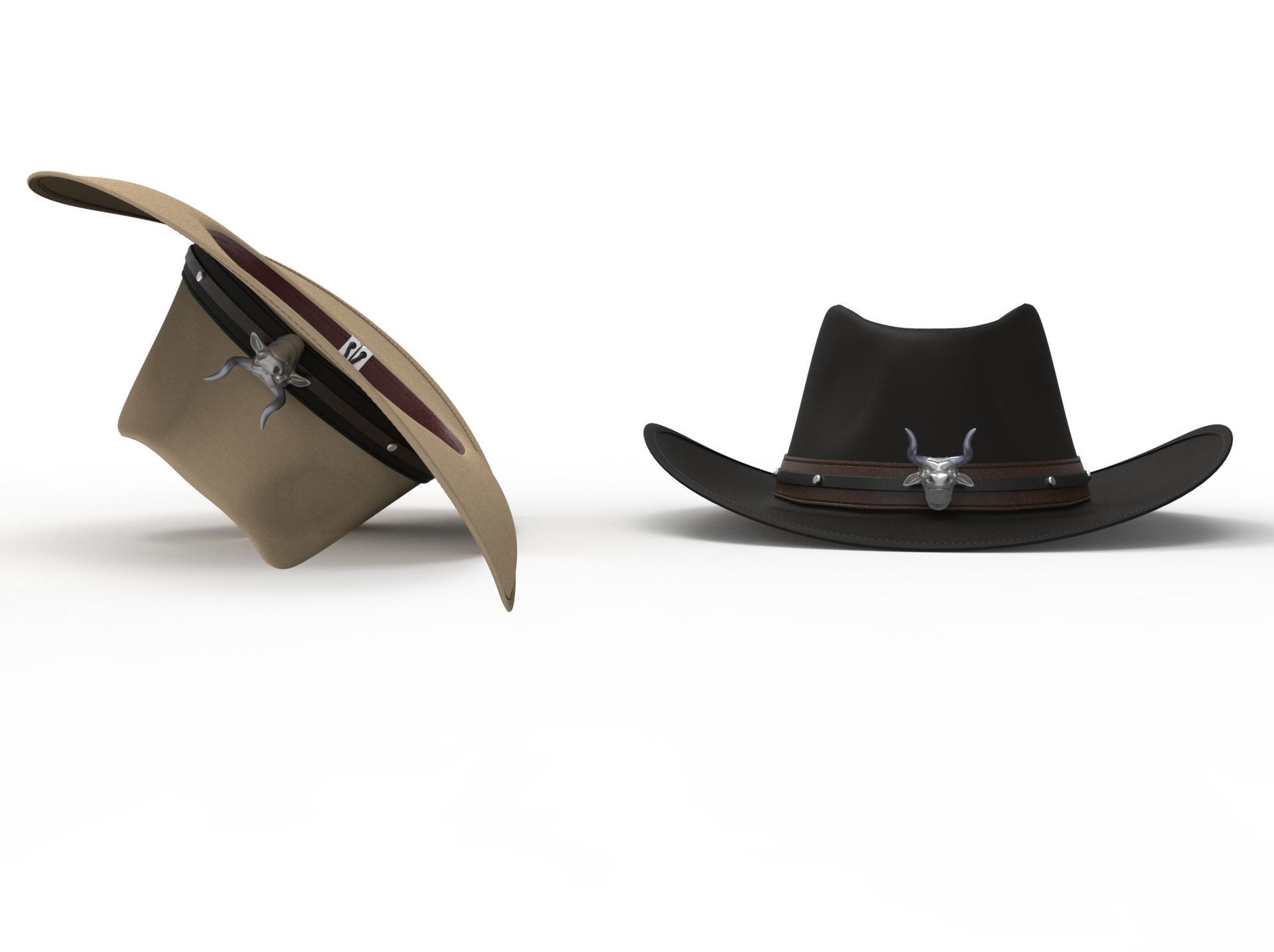 Cowboy Hat with the bull head 3D model_3