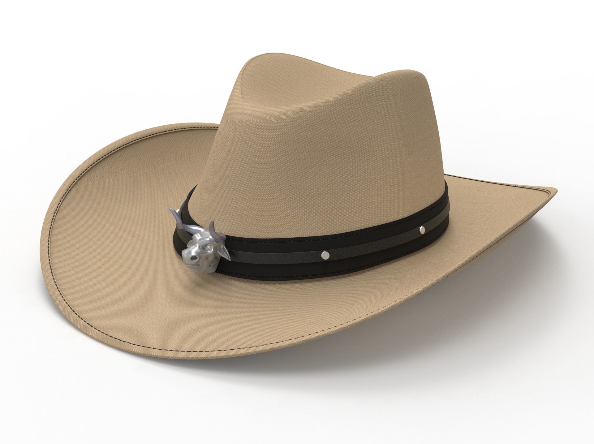 Cowboy Hat with the bull head 3D model_12