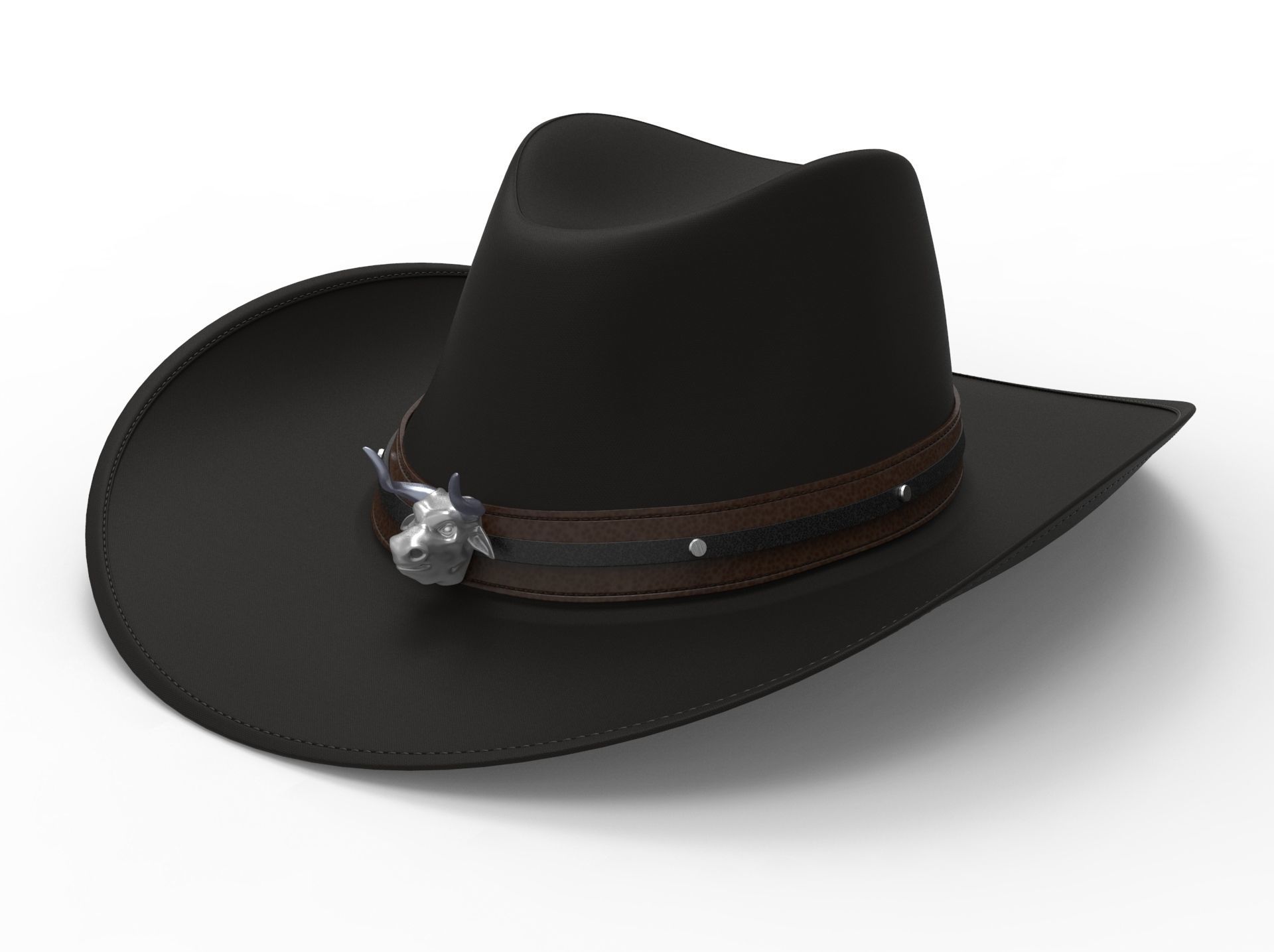 Cowboy Hat with the bull head 3D model_2