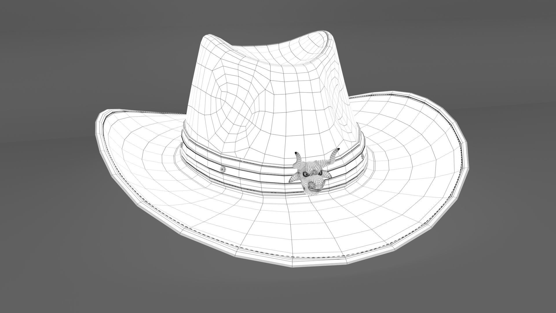 Cowboy Hat with the bull head 3D model_15