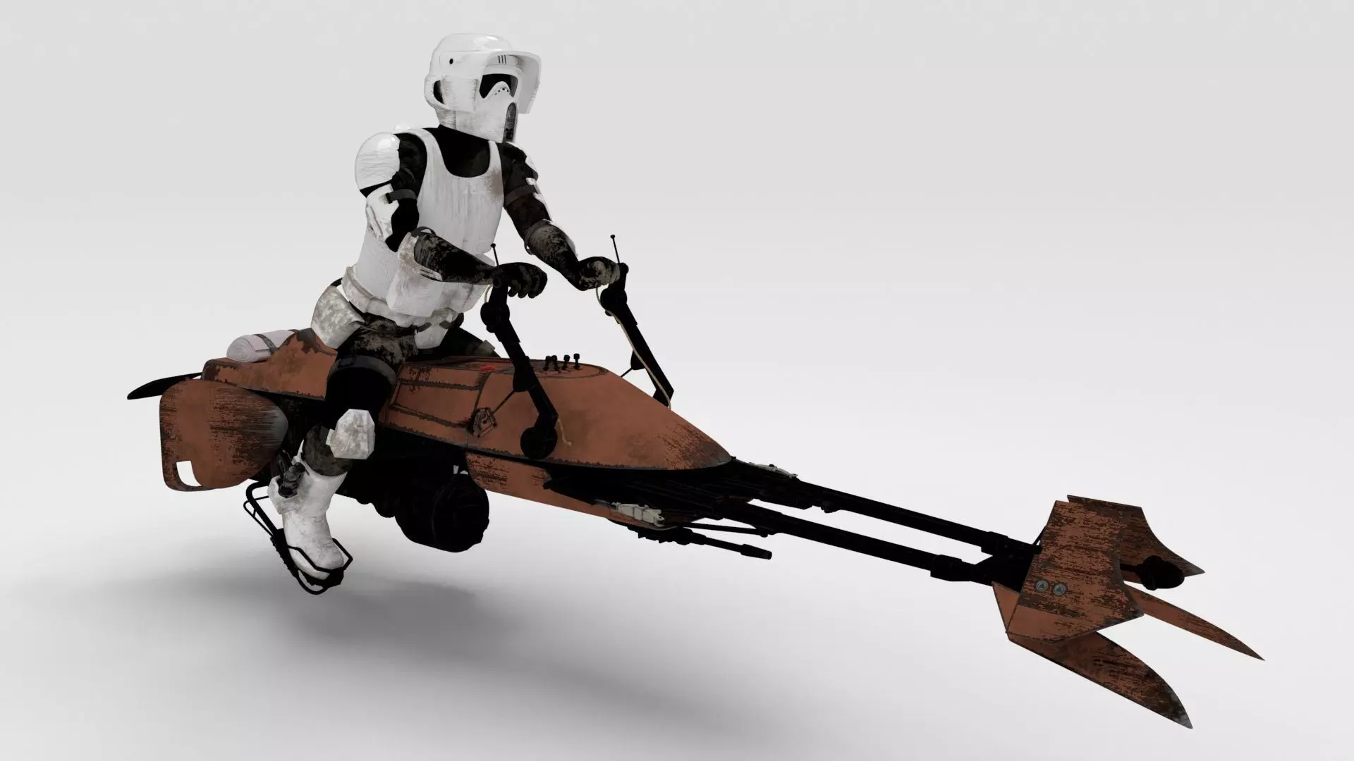 Star Wars - Set - Speeder bike with Scout trooper 3D model_0