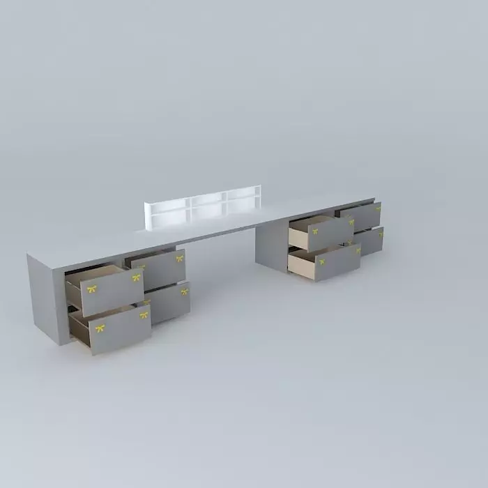 Desk office with drawers Free 3D model_0