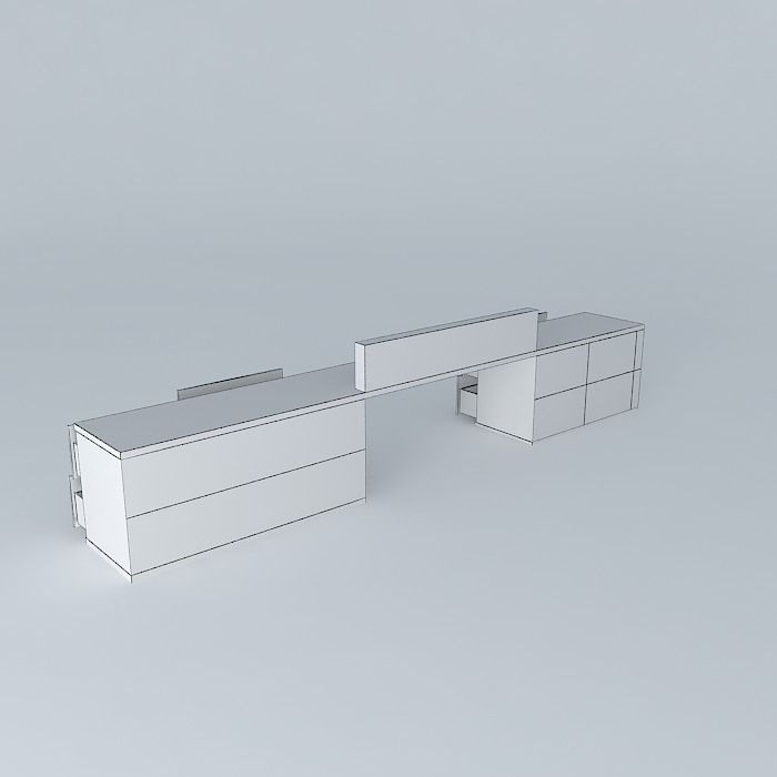 Desk office with drawers Free 3D model_4