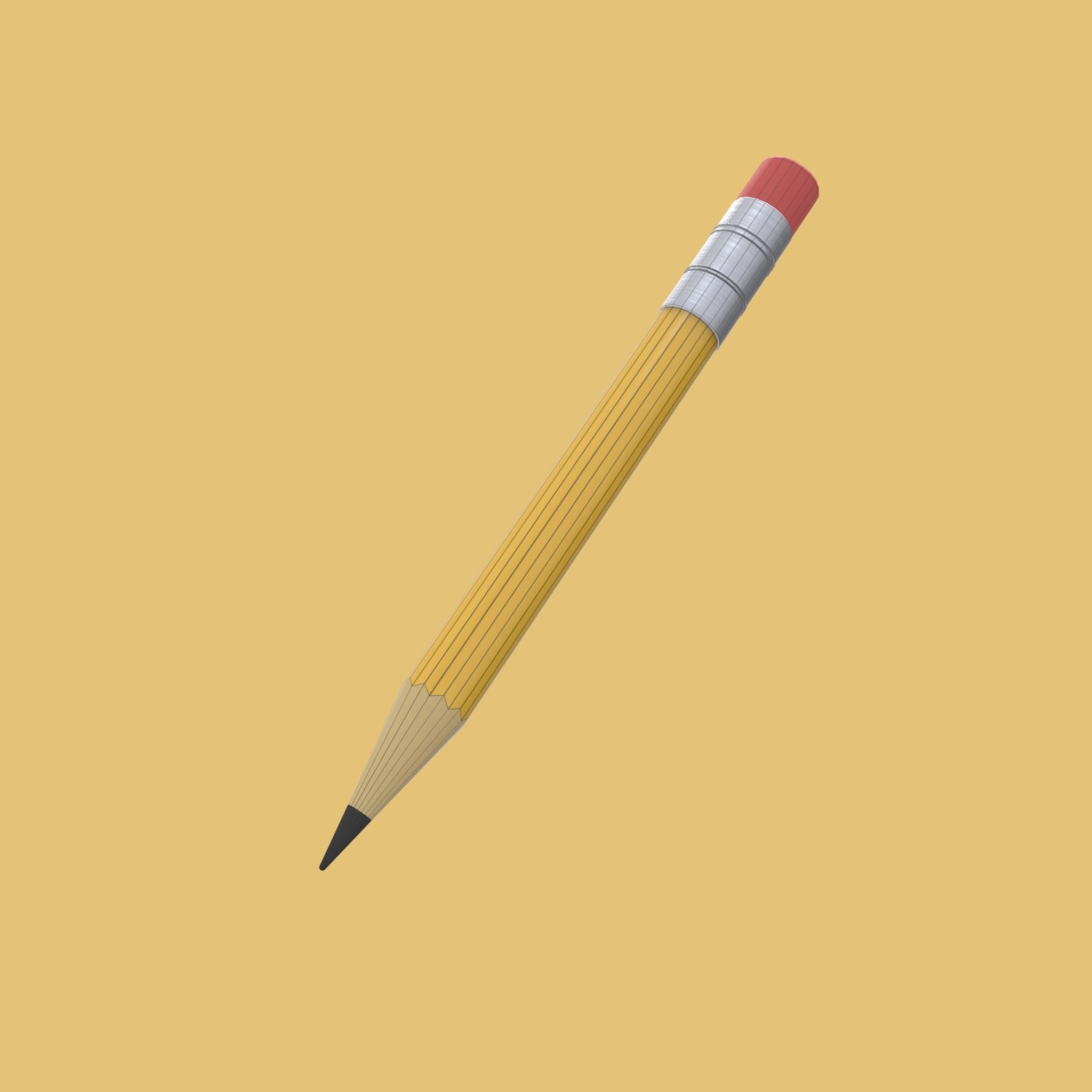 3D Pencil Low-poly 3D model_3