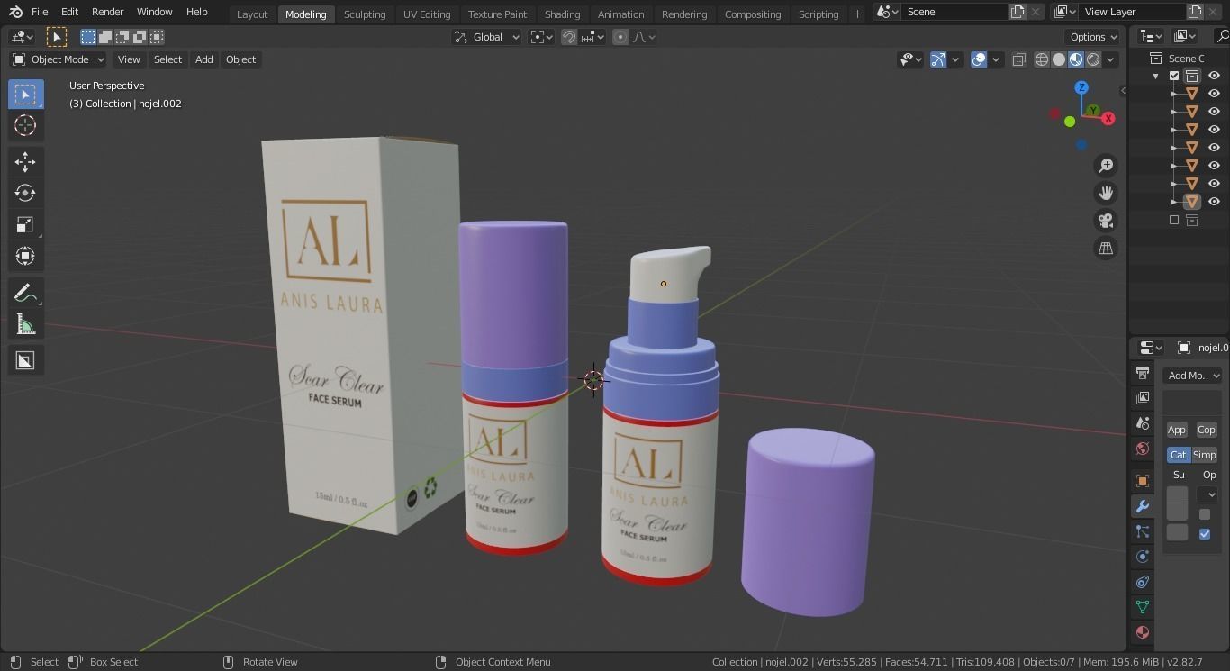 Perfume bottle and packaging Low-poly 3D model_4
