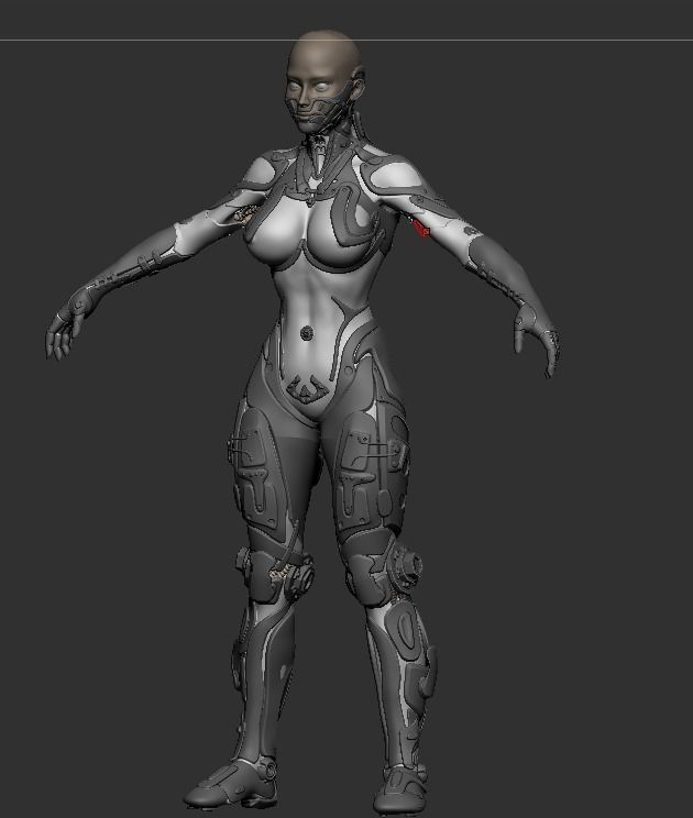 Robot Girl high poly model zbrush project and subtools 3D model 3D model_3