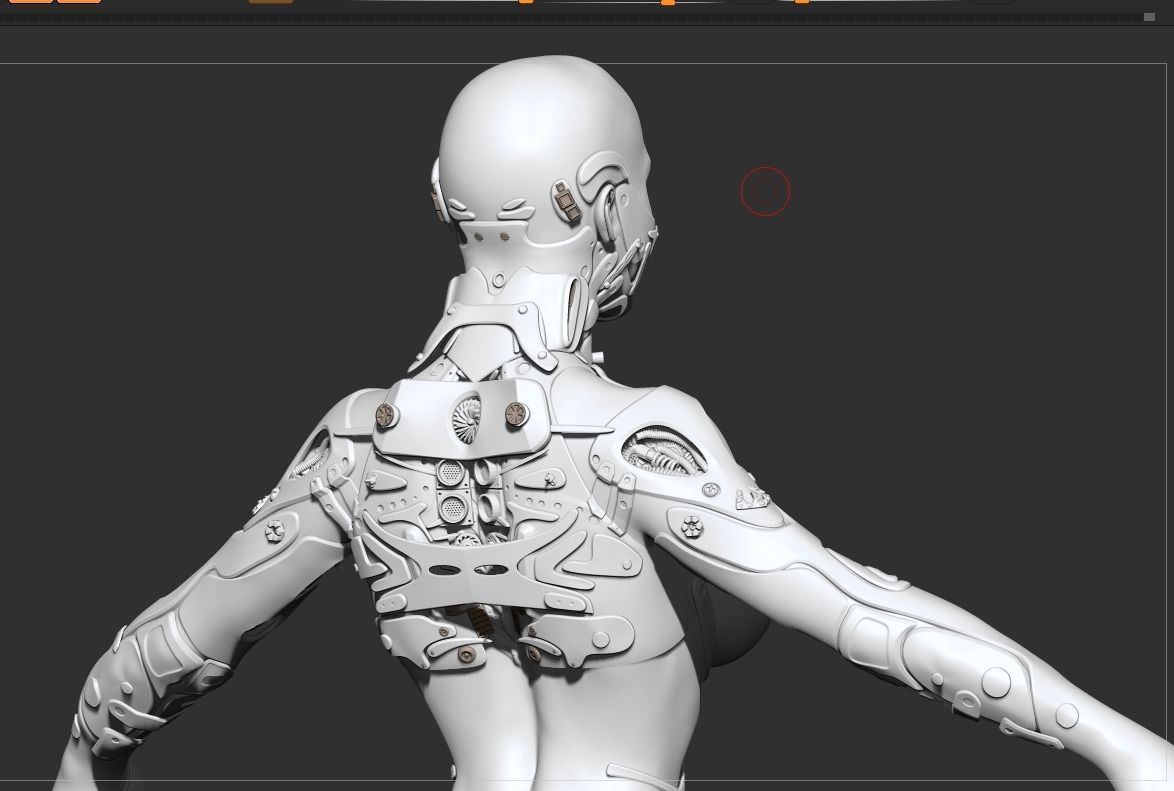 Robot Girl high poly model zbrush project and subtools 3D model 3D model_2
