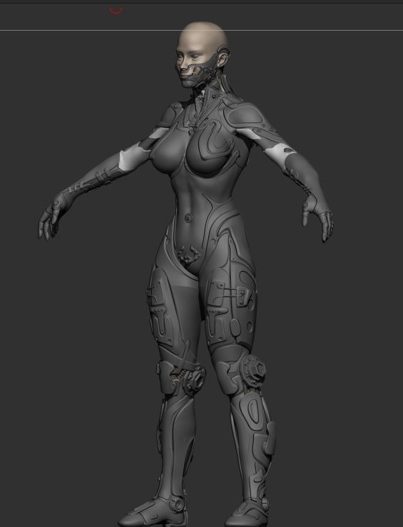 Robot Girl high poly model zbrush project and subtools 3D model 3D model_7