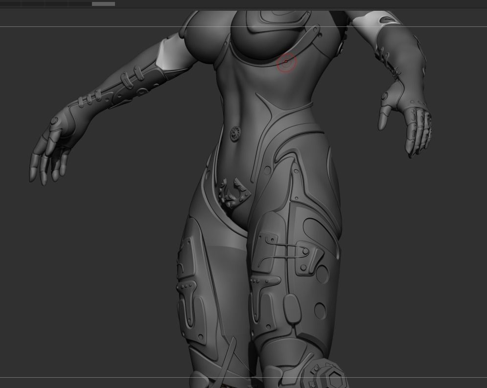 Robot Girl high poly model zbrush project and subtools 3D model 3D model_5