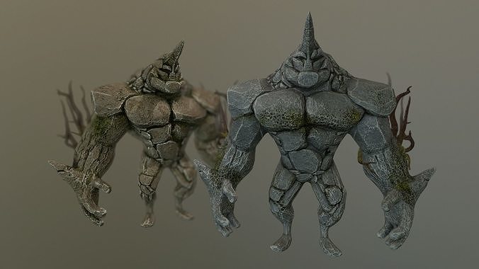 Game ready  Rock Golem Low-poly 3D model