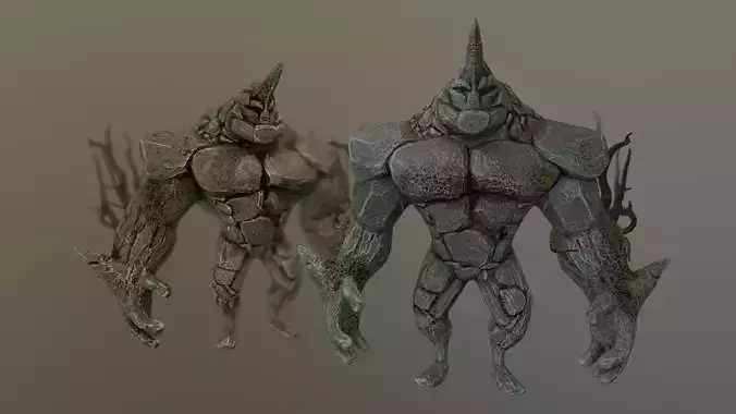 Game ready  Rock Golem Low-poly 3D model