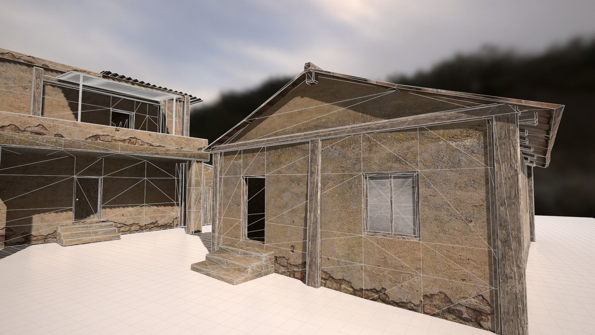 Ruined buildings low poly Low-poly 3D model_6