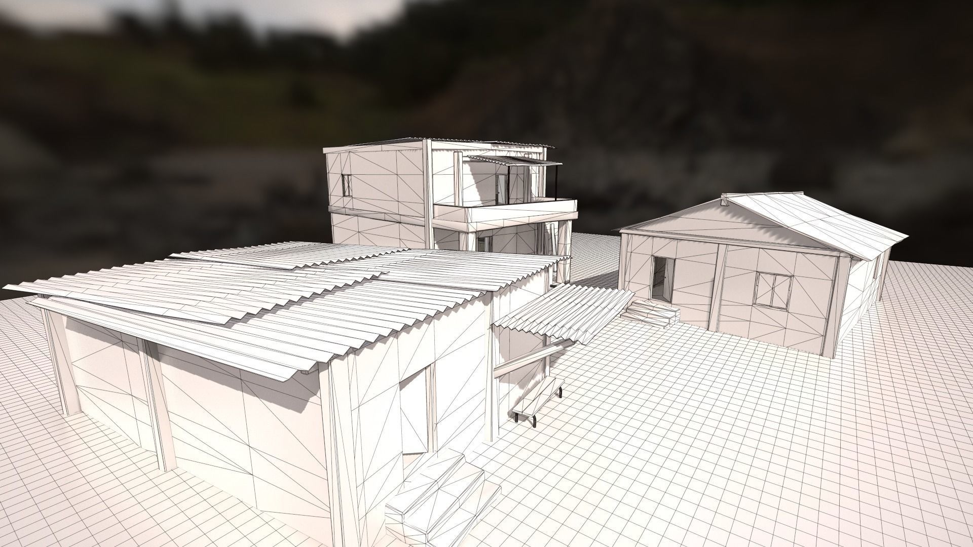 Ruined buildings low poly Low-poly 3D model_10