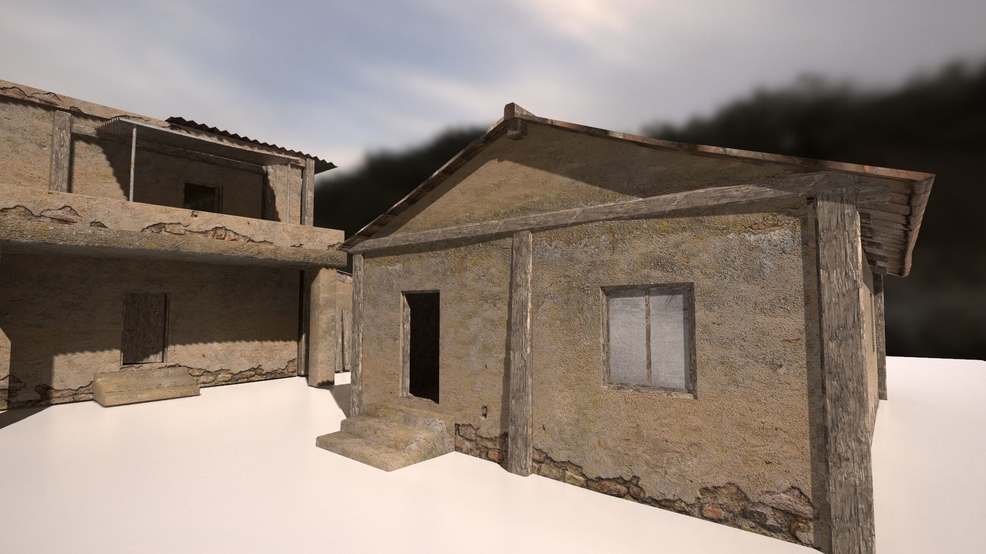 Ruined buildings low poly Low-poly 3D model_5