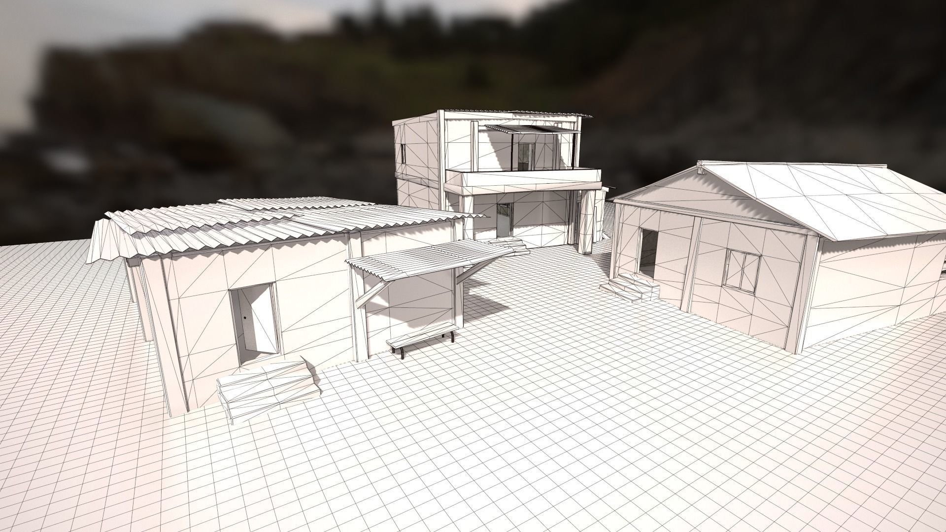 Ruined buildings low poly Low-poly 3D model_9