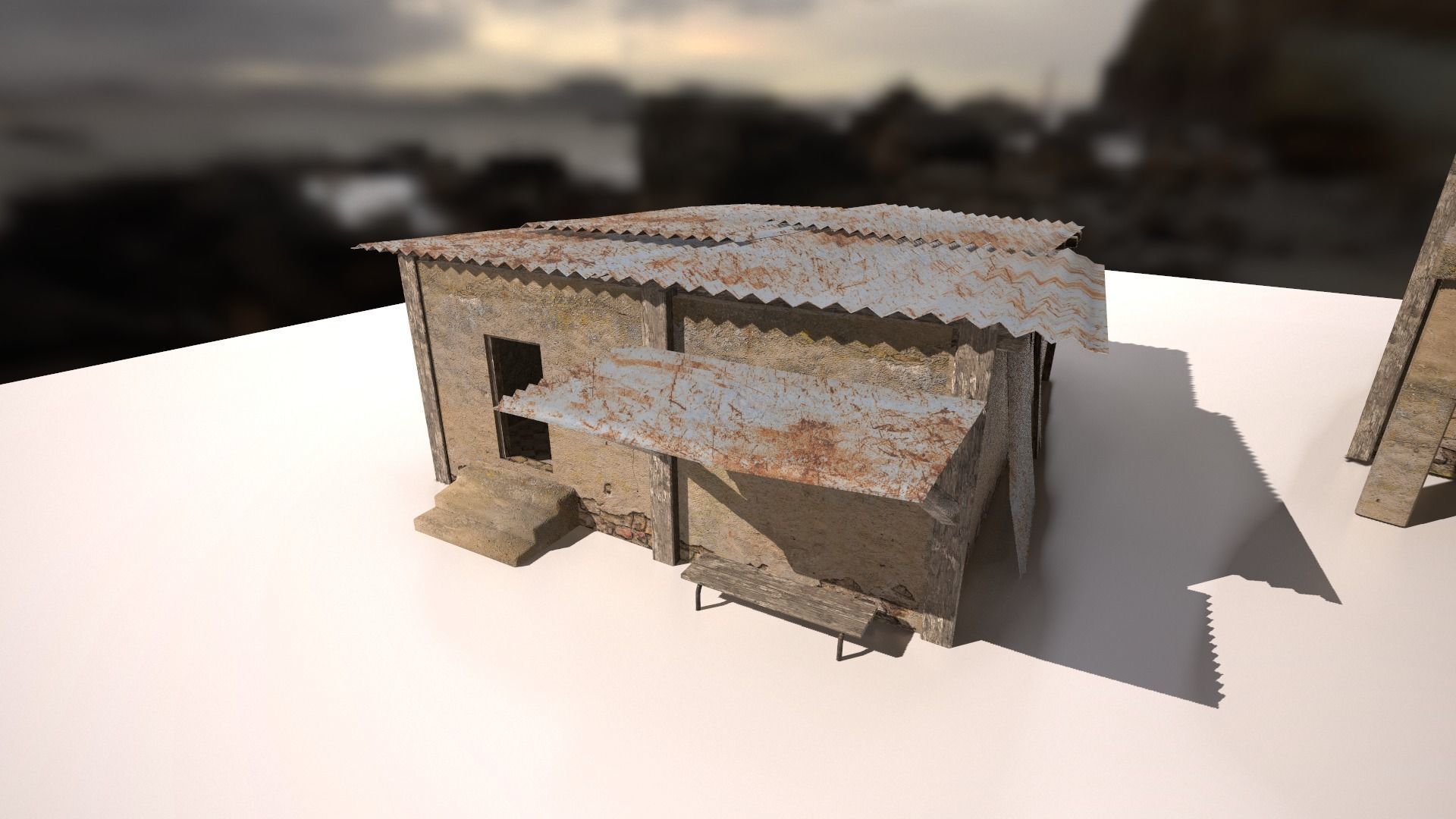 Ruined buildings low poly Low-poly 3D model_1
