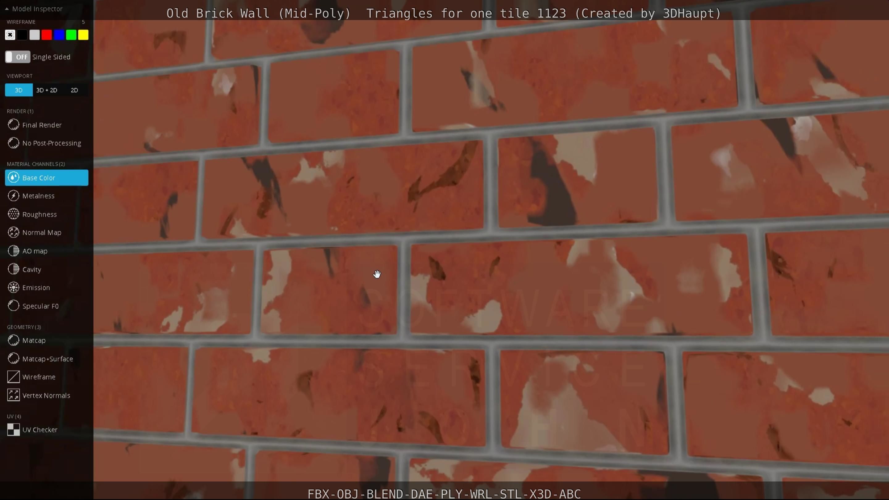Old Brick Wall Mid-Poly Tile Low-poly 3D model_70