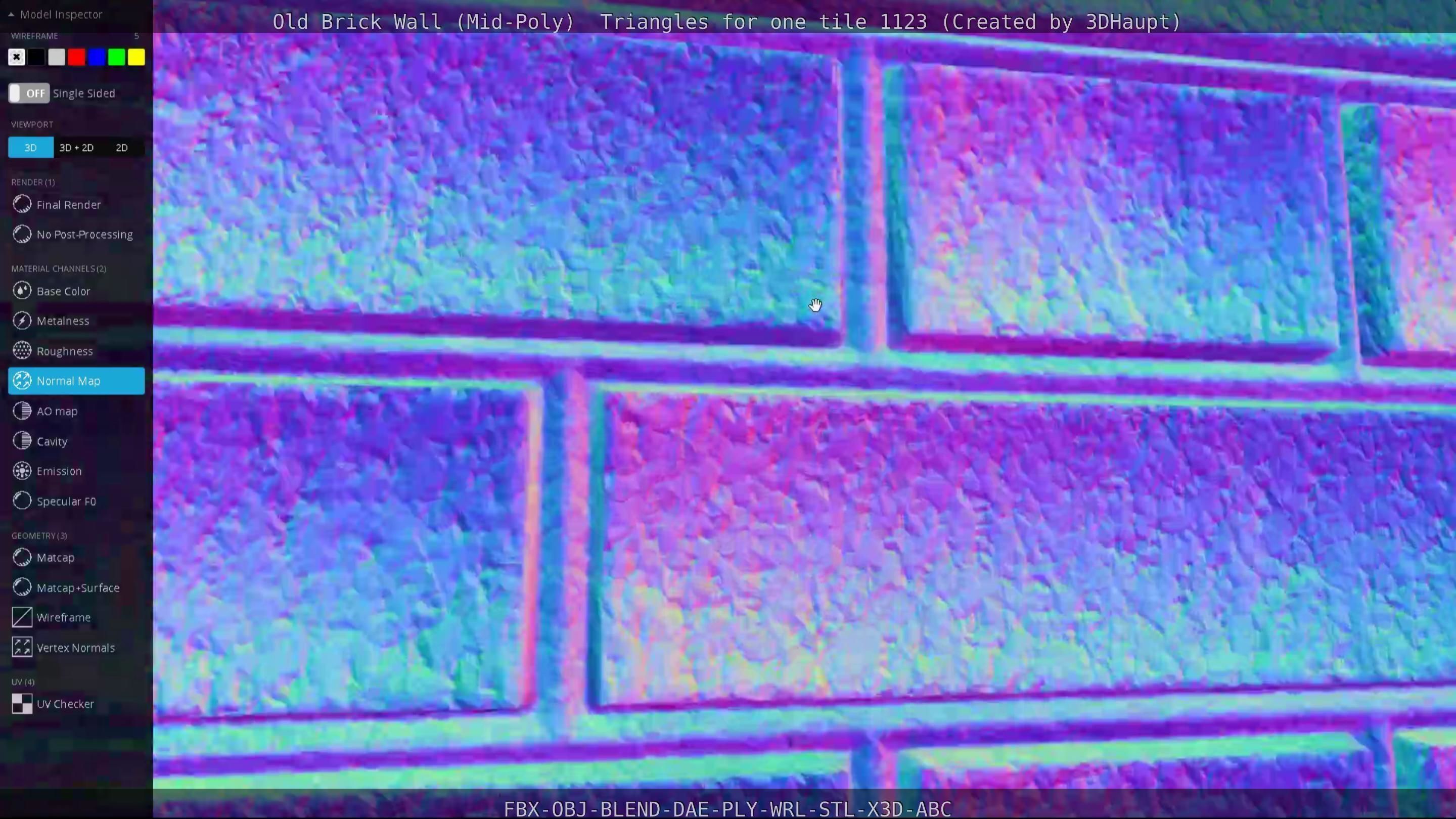 Old Brick Wall Mid-Poly Tile Low-poly 3D model_81