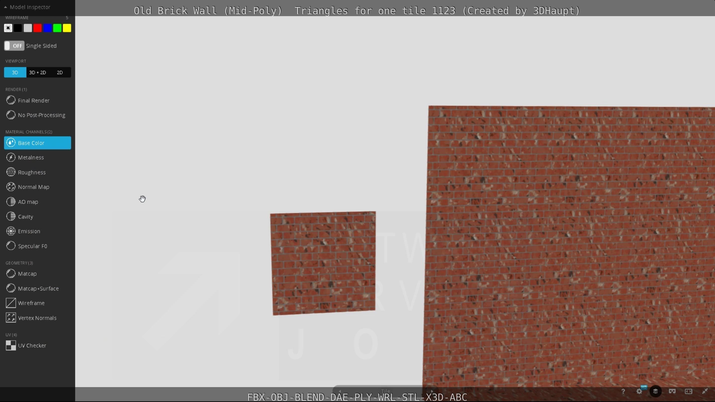 Old Brick Wall Mid-Poly Tile Low-poly 3D model_56