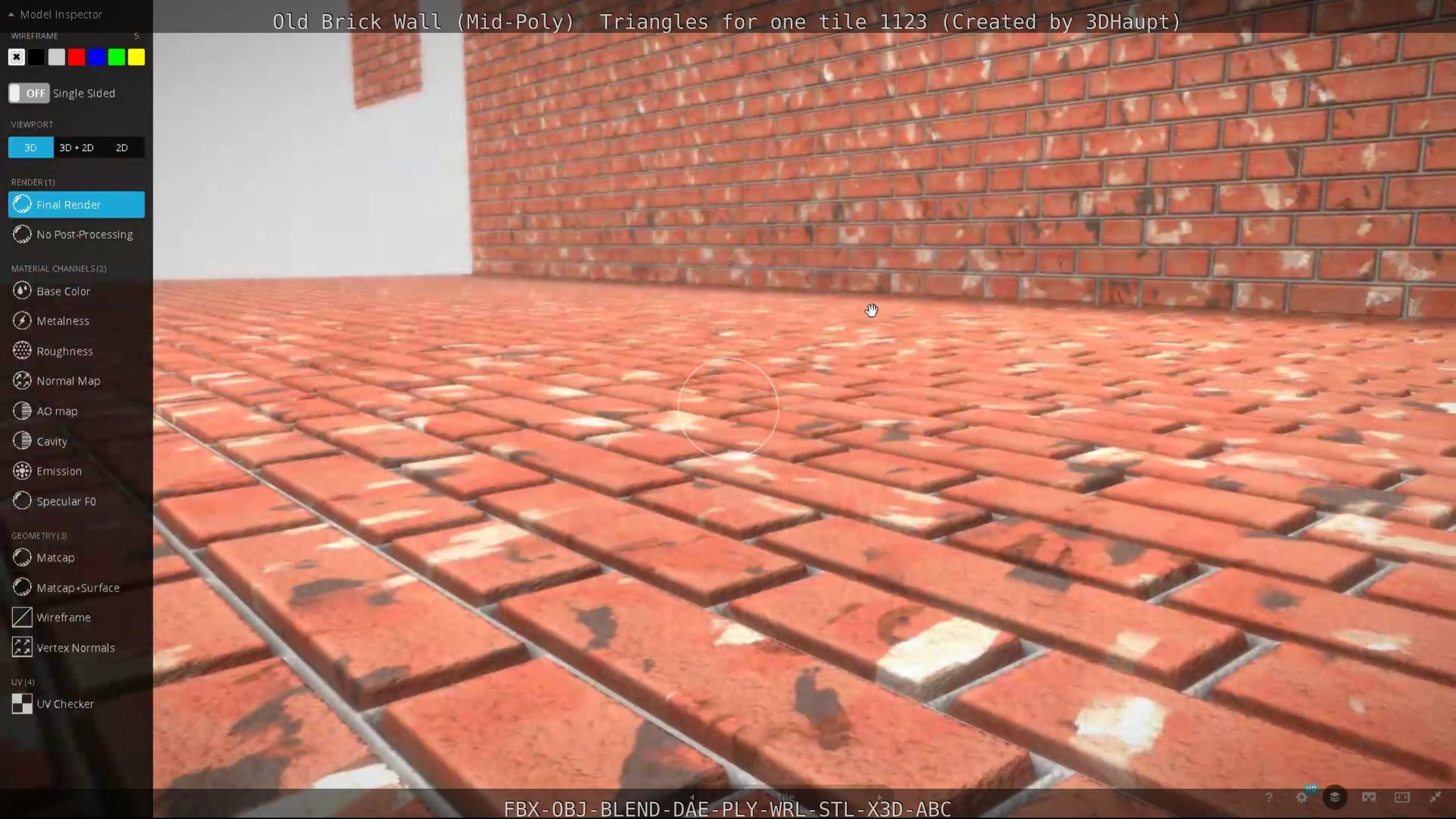 Old Brick Wall Mid-Poly Tile Low-poly 3D model_117