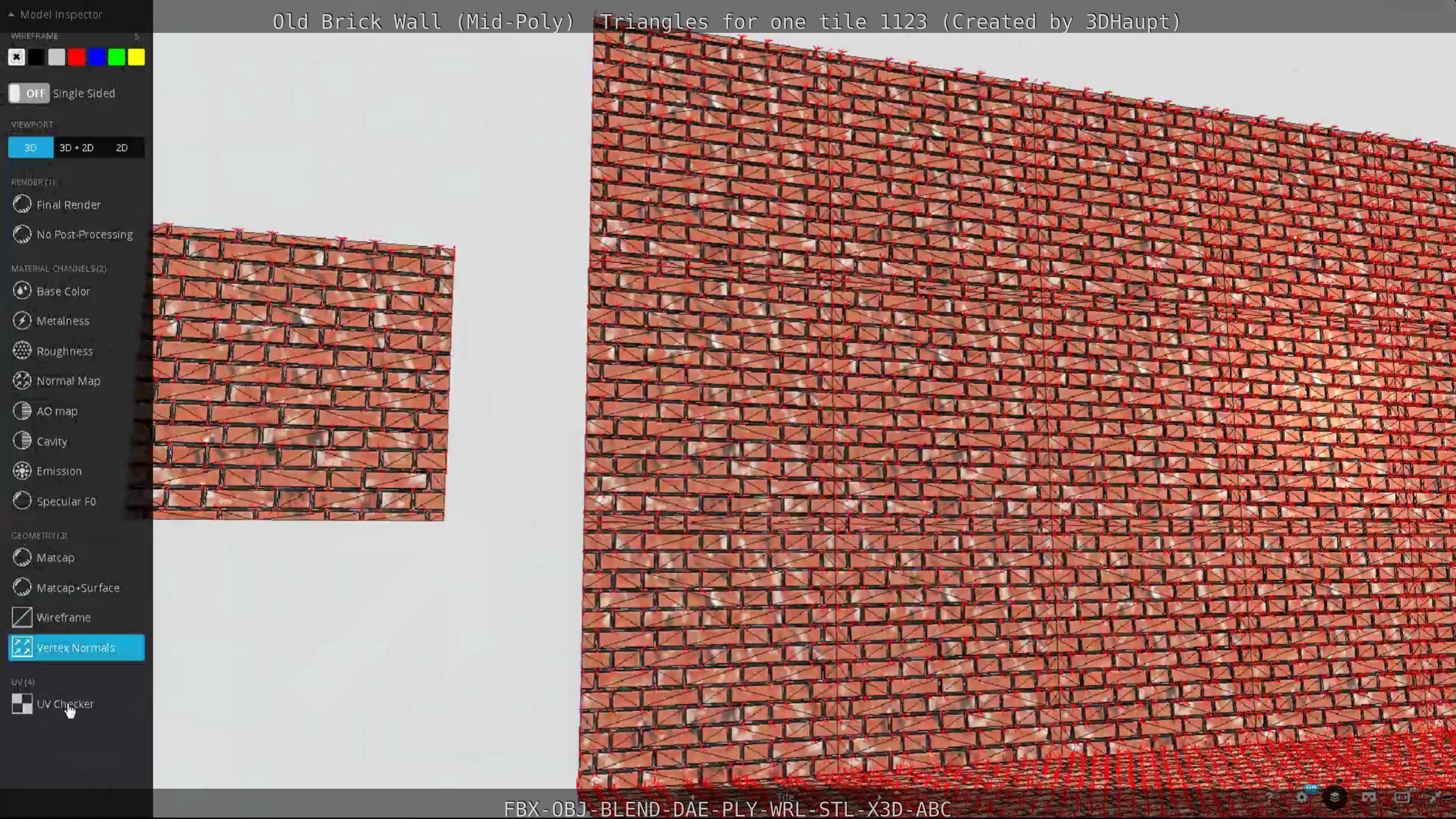 Old Brick Wall Mid-Poly Tile Low-poly 3D model_108