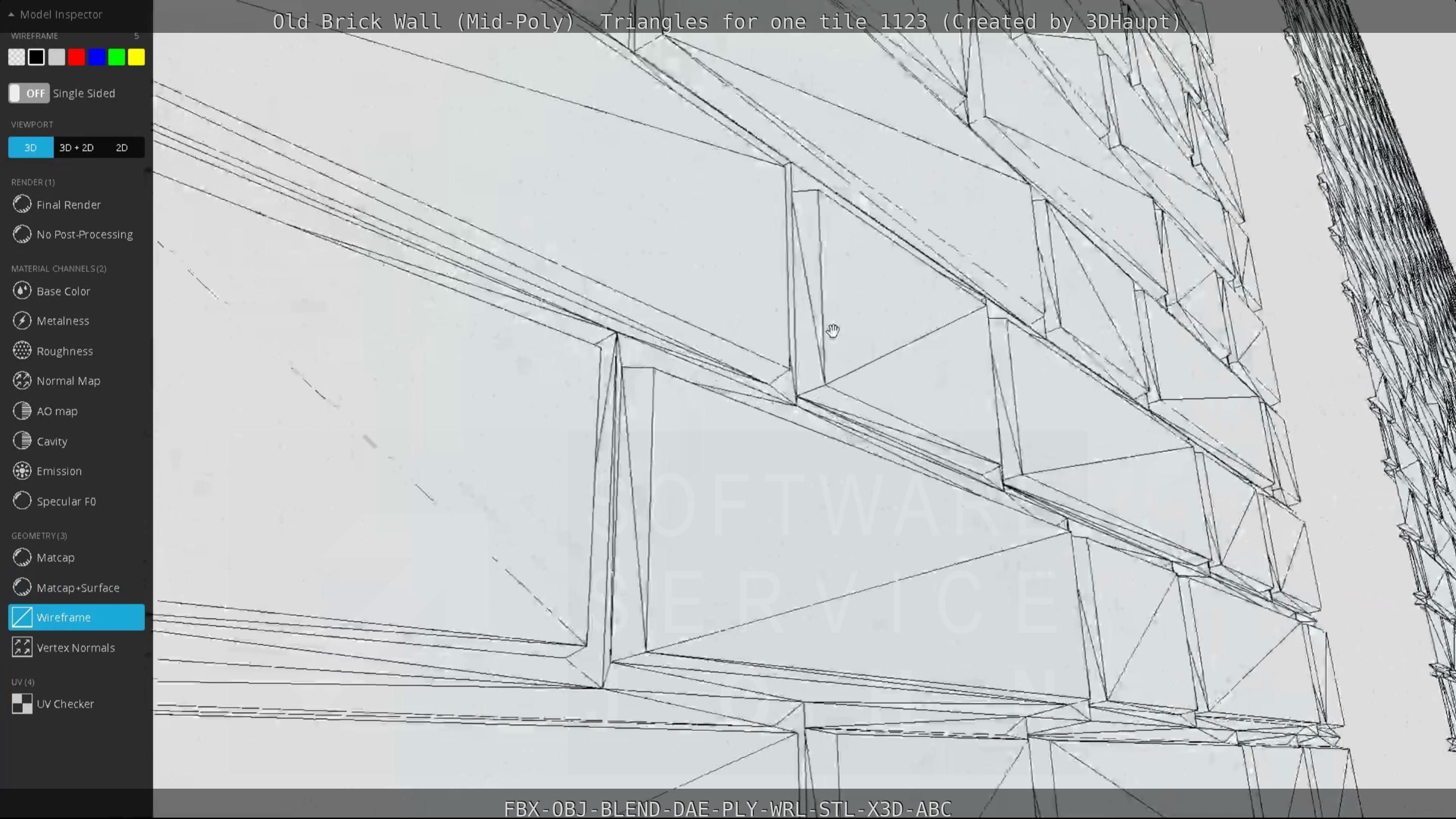 Old Brick Wall Mid-Poly Tile Low-poly 3D model_102