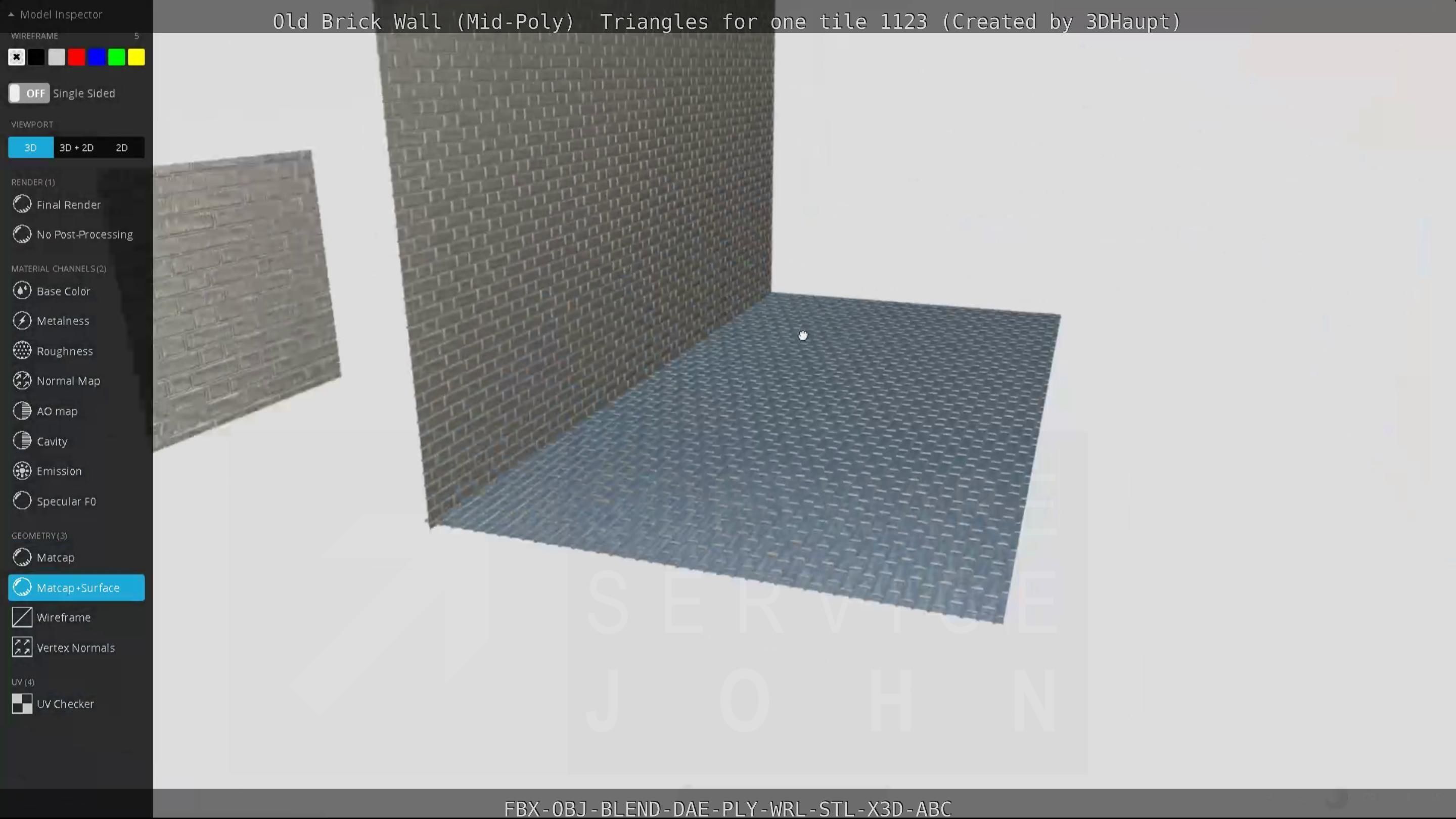 Old Brick Wall Mid-Poly Tile Low-poly 3D model_26