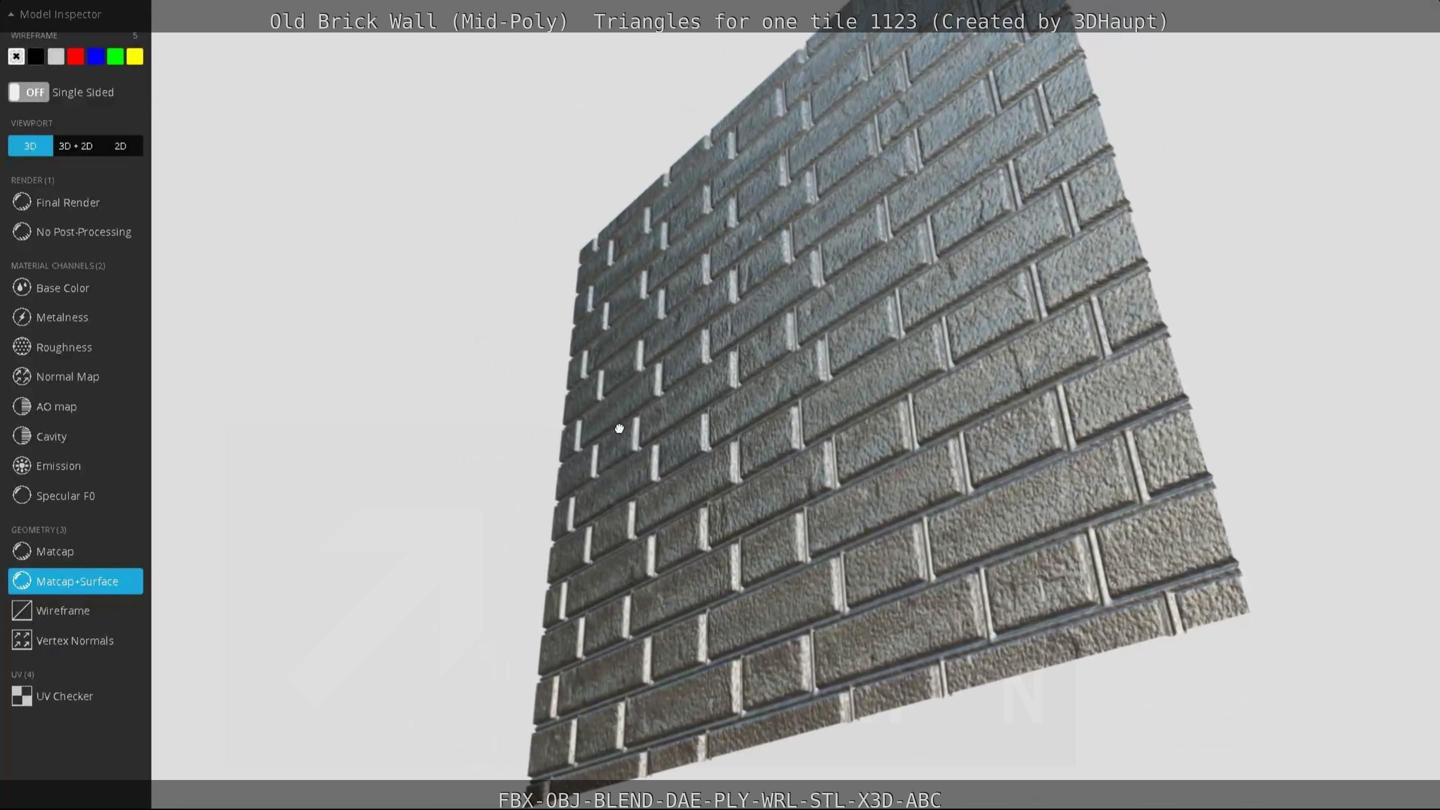 Old Brick Wall Mid-Poly Tile Low-poly 3D model_93