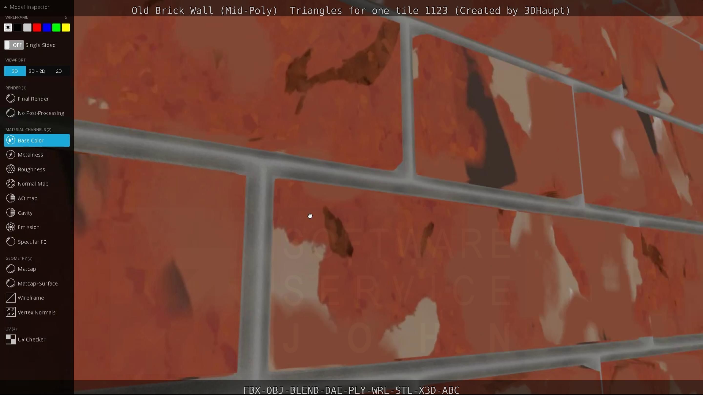 Old Brick Wall Mid-Poly Tile Low-poly 3D model_71