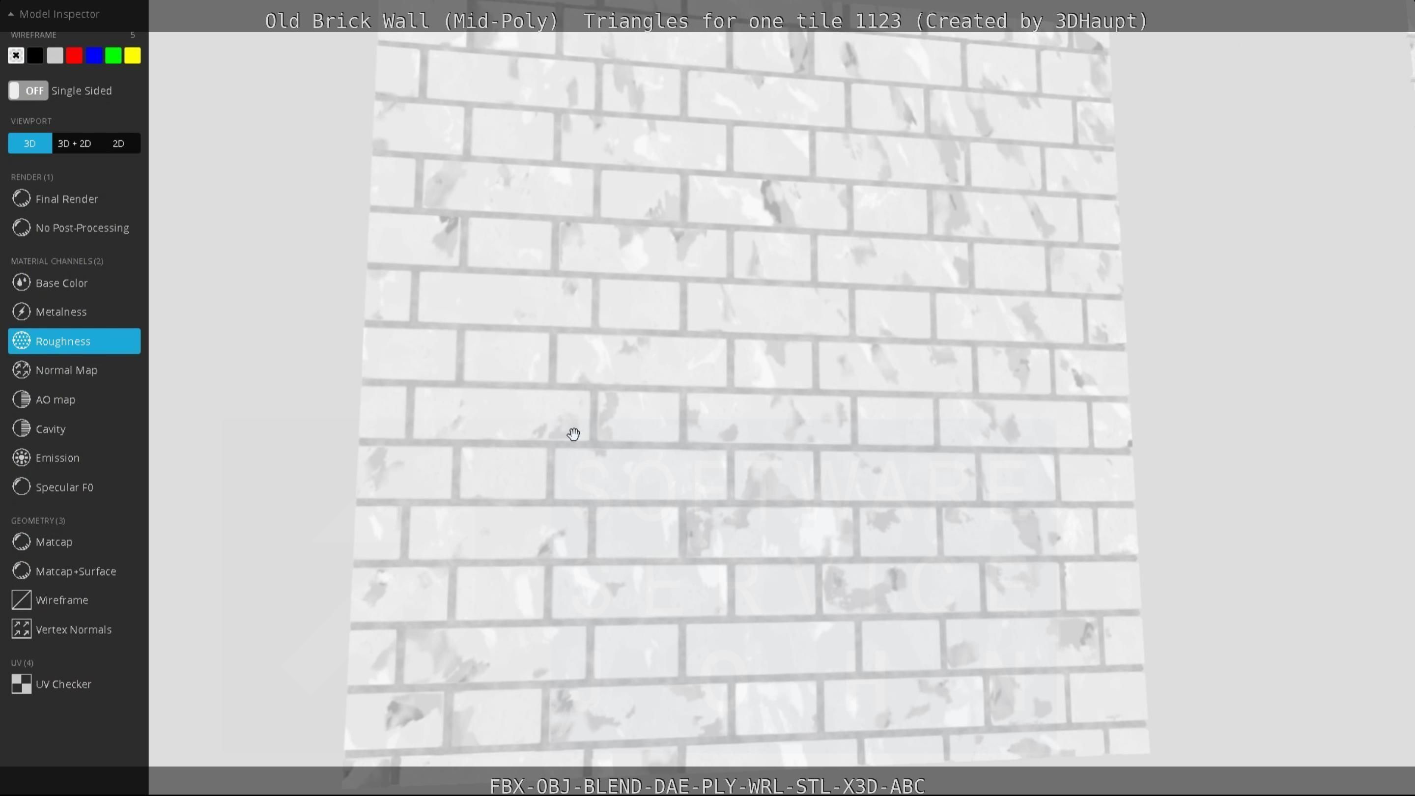 Old Brick Wall Mid-Poly Tile Low-poly 3D model_75