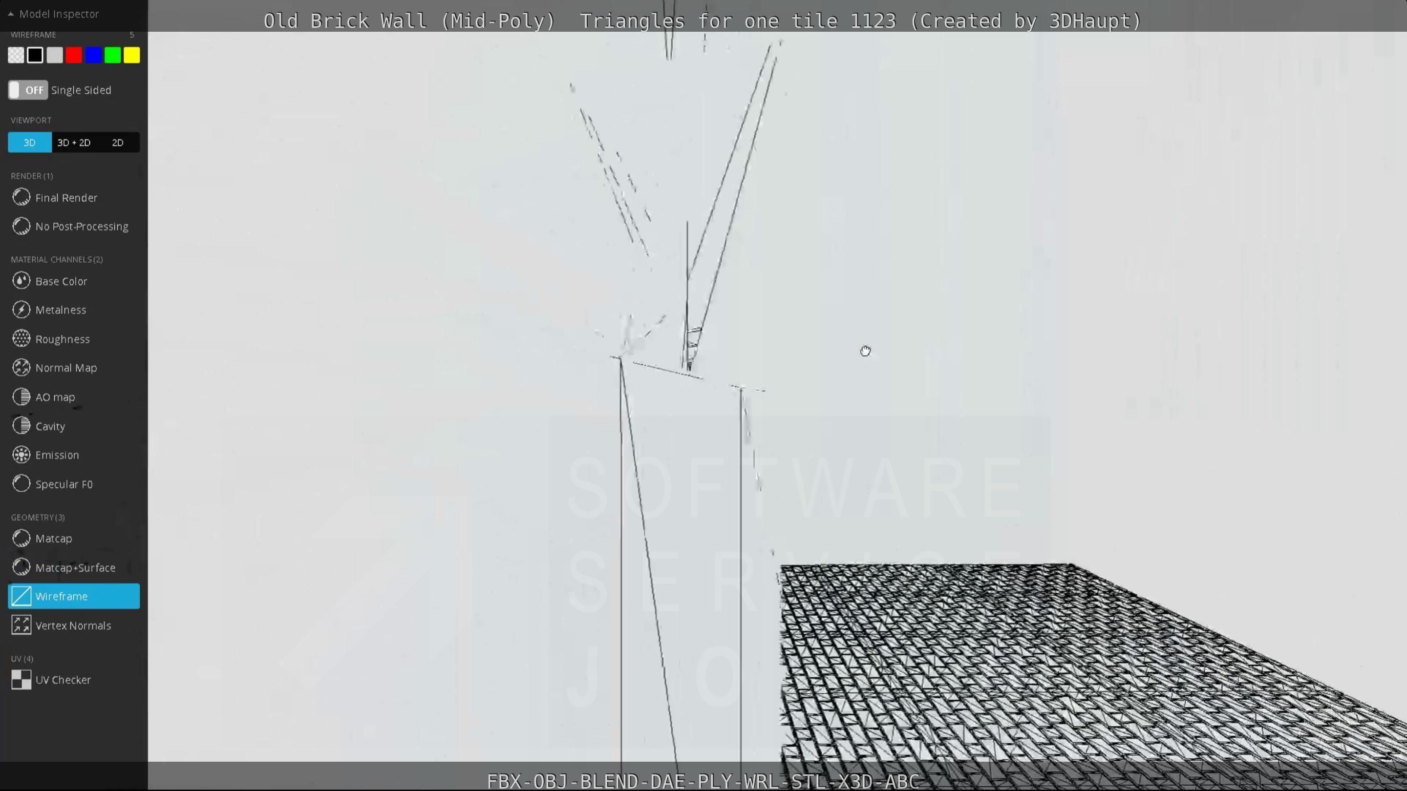 Old Brick Wall Mid-Poly Tile Low-poly 3D model_103