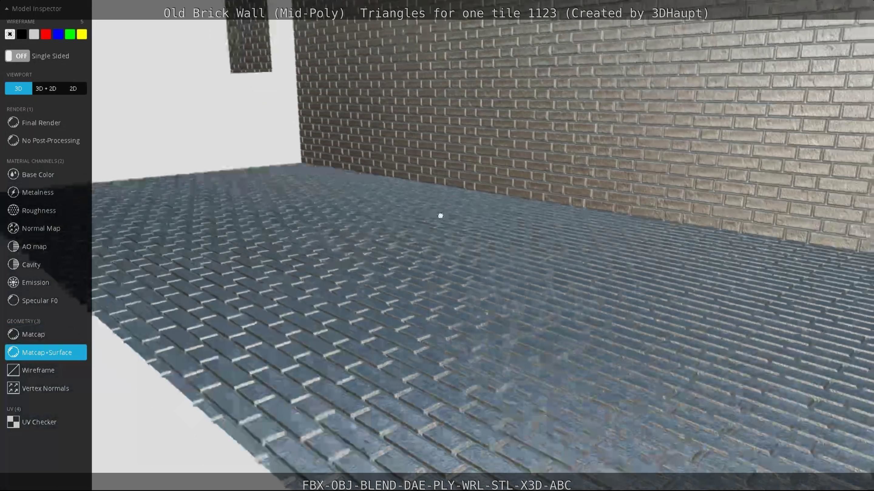 Old Brick Wall Mid-Poly Tile Low-poly 3D model_127