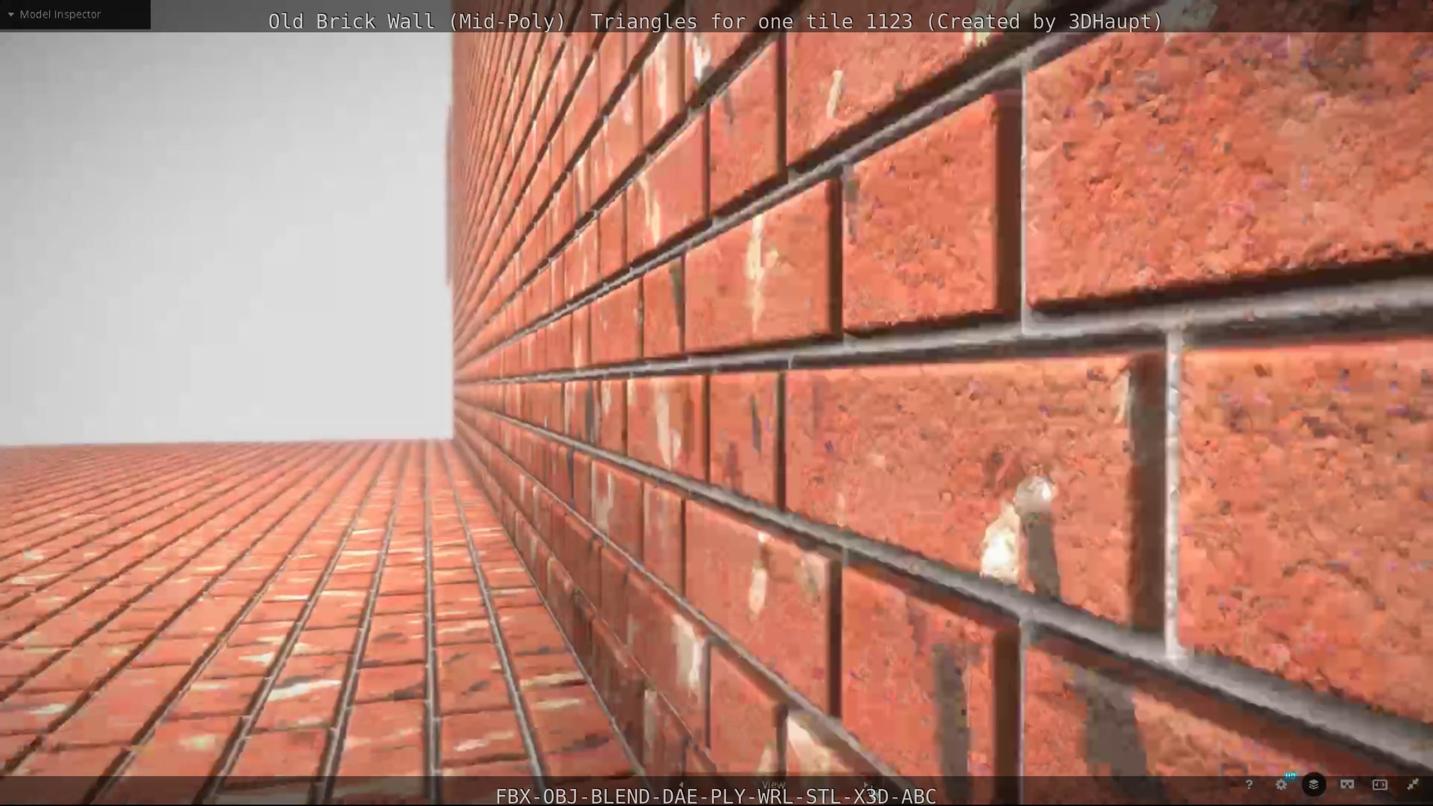 Old Brick Wall Mid-Poly Tile Low-poly 3D model_44